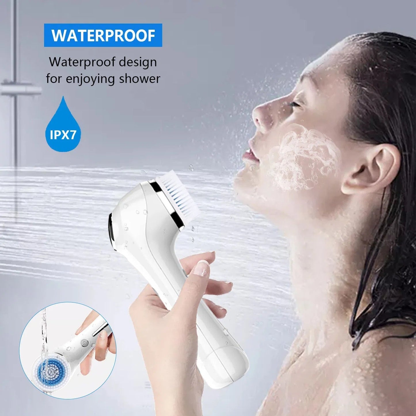 JAB Visions™ Zit-Zinger© Facial Cleansing Brush, Brush For Exfoliating (IPX7 Waterproof 3-In-1)