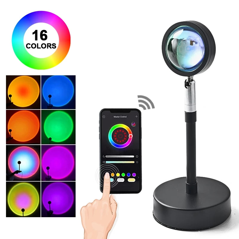 JAB Visions™ Vibe-Lite© (Sunset Lamp RGB 16 Color APP Remote Control Atmosphere Projection Lamp)